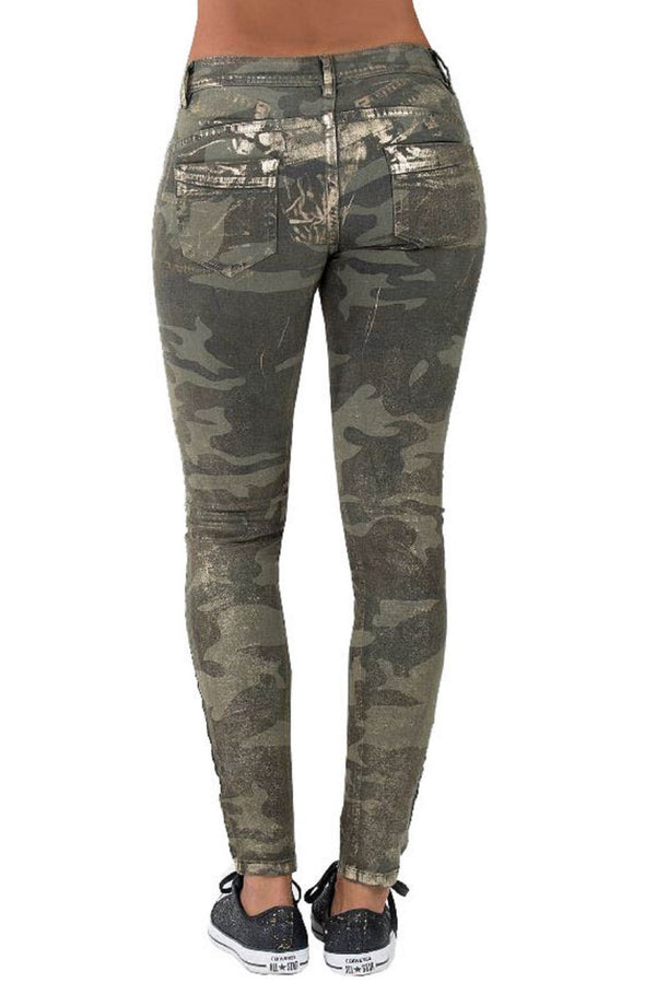 Blue Monkey Women Lilly 1336 Camouflage Army-Look Skinny Jeans