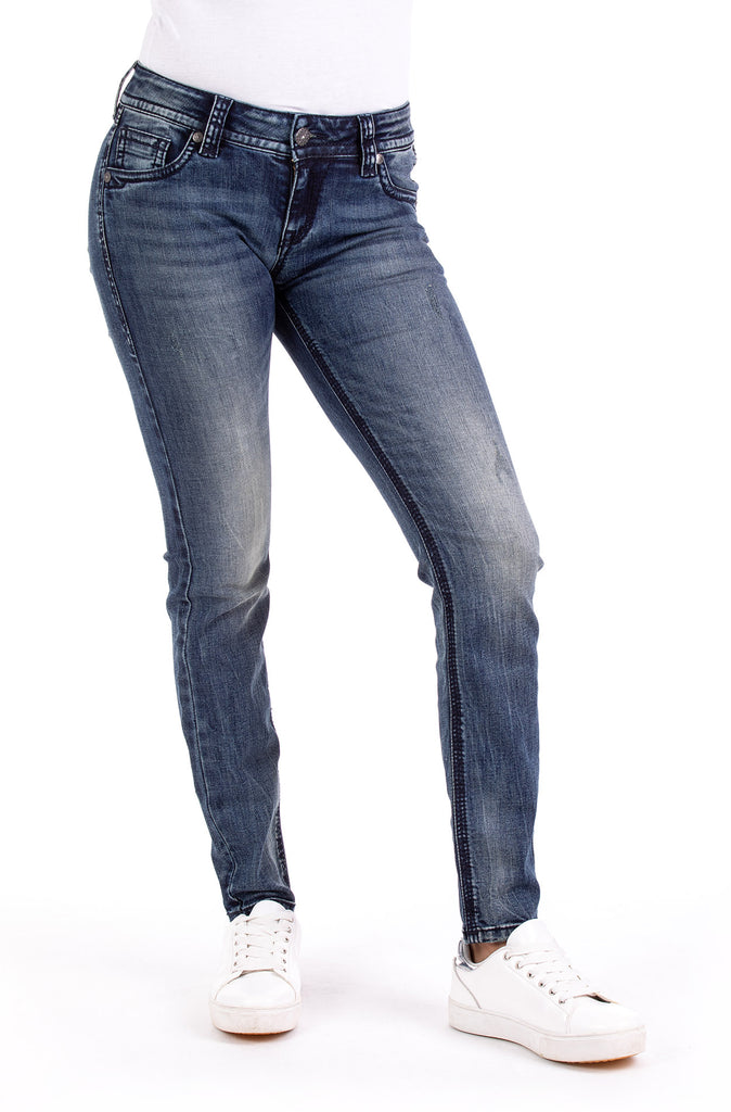 Blue Monkey Women Luxury Luna 30255 Blue Denim Slim Fit Jeans